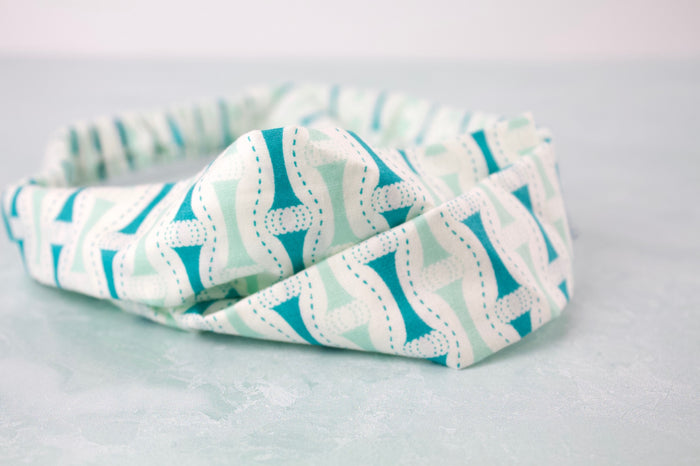 In Harmony Headband-The Blue Peony-Category_Headband,Color_Aqua,Color_Teal,Color_White,Department_Personal Accessory,Style_Straight