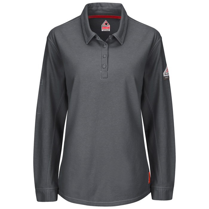 IQ SERIES LONG SLEEVE FR POLO - CH-Charcoal | Bulwark QT15