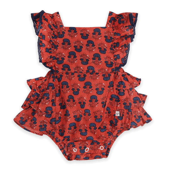 Isadora Jaipur Floral Baby Romper & Headband Set (Organic Cotton) - Front