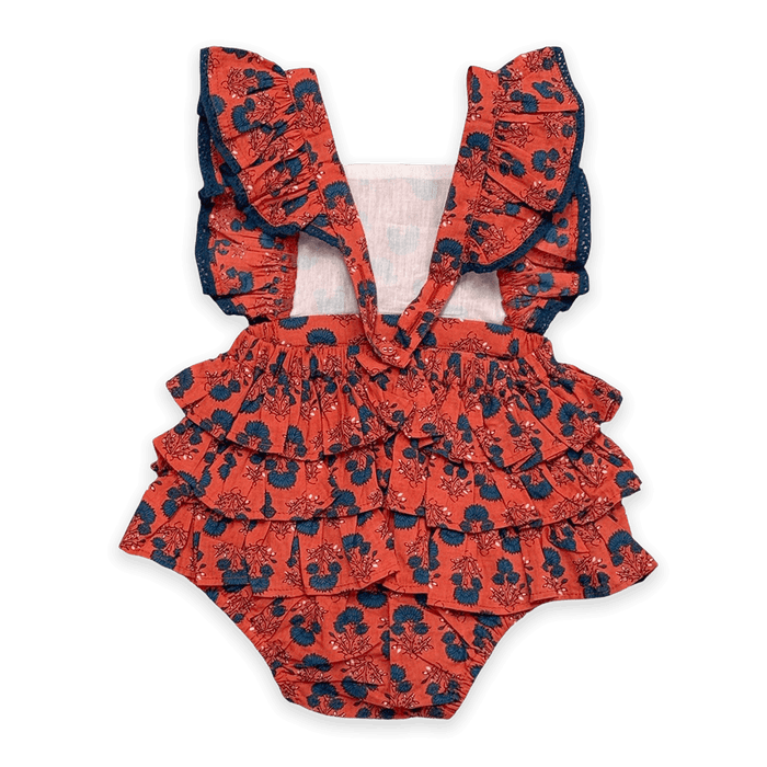 Isadora Jaipur Floral Baby Romper & Headband Set (Organic Cotton) - Back
