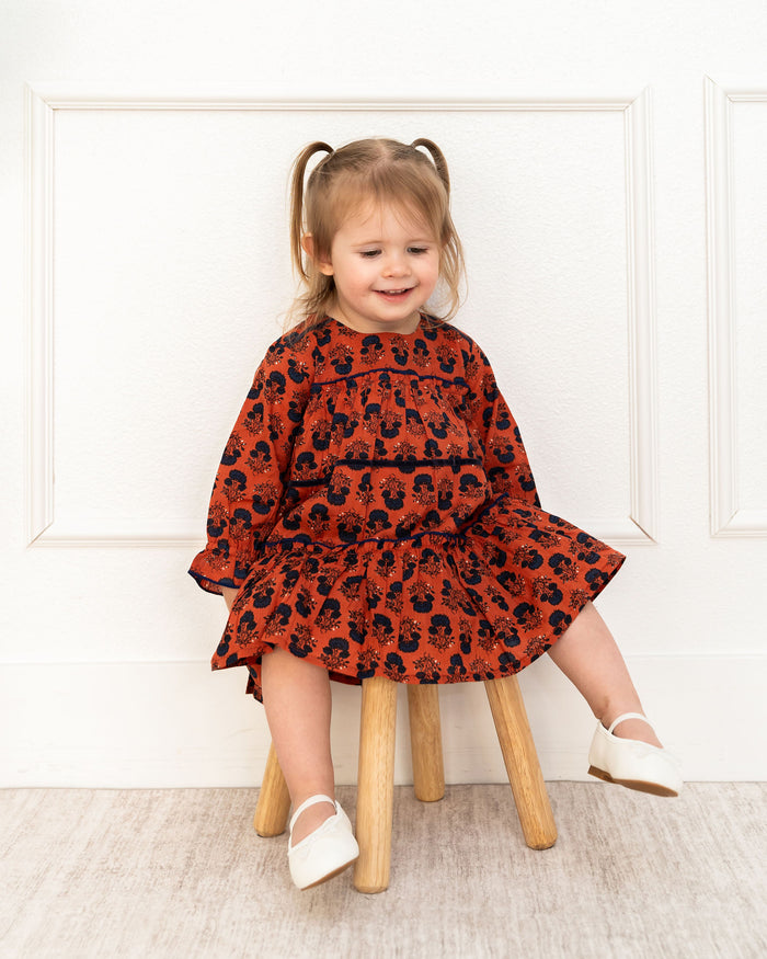Viverano Isadora Tiered Jaipur Floral Baby Dress & Bloomer Set (Organic Cotton) - Front