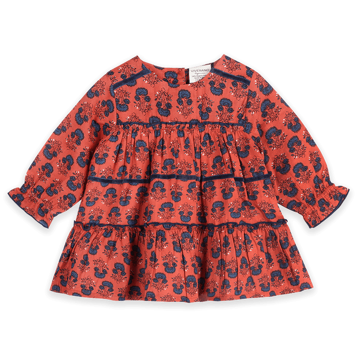 Isadora Tiered Jaipur Floral Baby Dress & Bloomer Set (Organic Cotton) - Front
