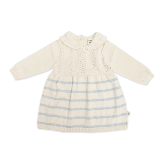 Isla Sailor Stripe Baby Sweater Knit Dress (Organic Cotton) - Front