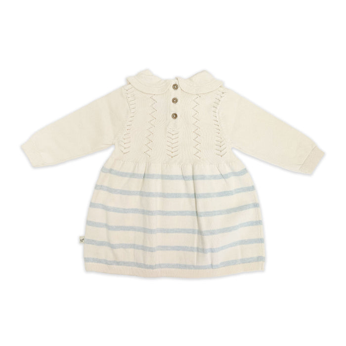 Isla Sailor Stripe Baby Sweater Knit Dress (Organic Cotton) - Back