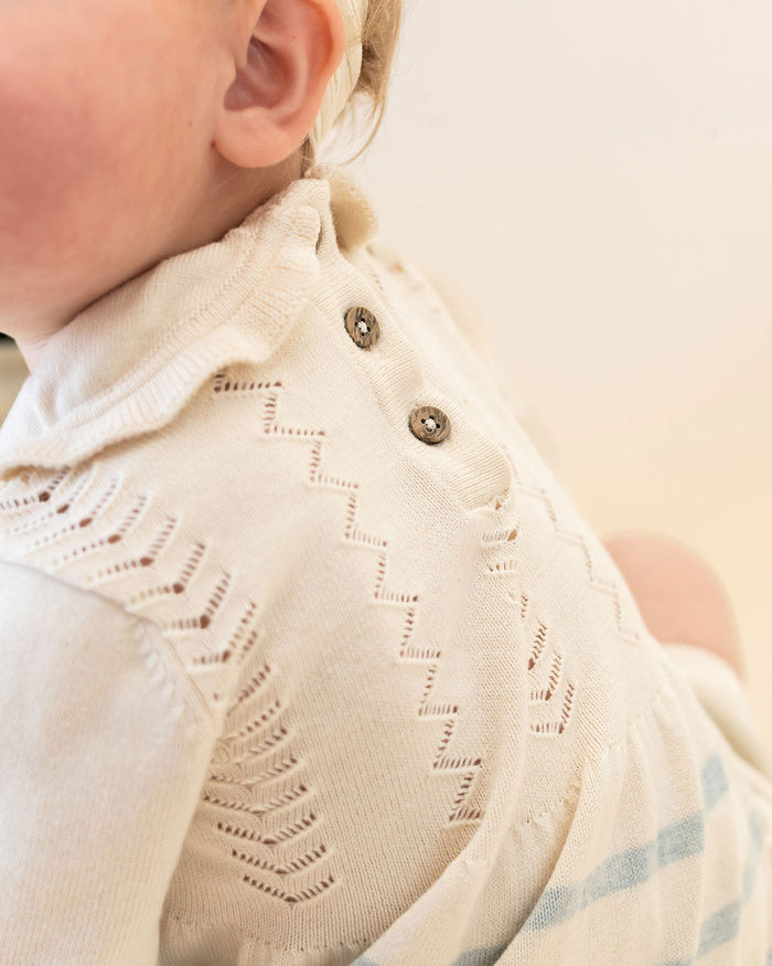 Isla Sailor Stripe Baby Sweater Knit Dress (Organic Cotton) - Model Back