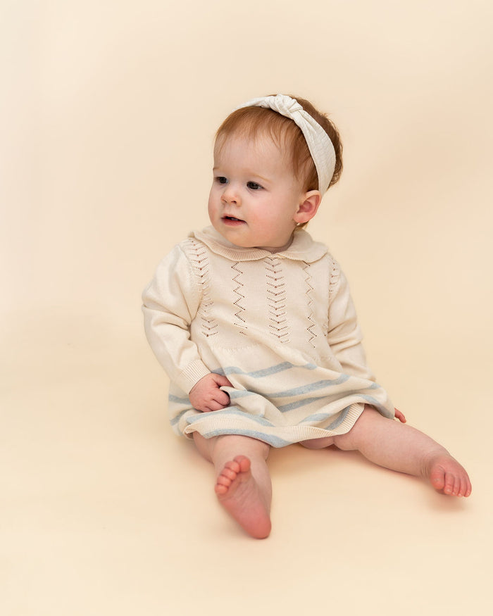 Isla Sailor Stripe Baby Sweater Knit Dress (Organic Cotton) - Model