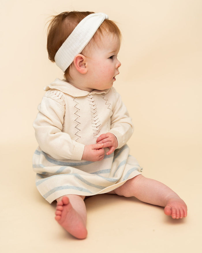 Isla Sailor Stripe Baby Sweater Knit Dress (Organic Cotton) - Model
