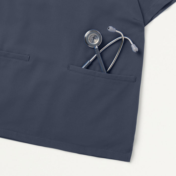 JAANUU Notched V - Neck Scrub Top Carbon Gray - Get Scrubbed