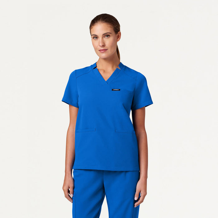 JAANUU Notched V - Neck Scrub Top Royal Blue - Get Scrubbed