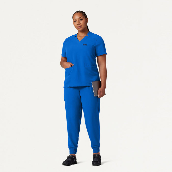 JAANUU Notched V - Neck Scrub Top Royal Blue - Get Scrubbed