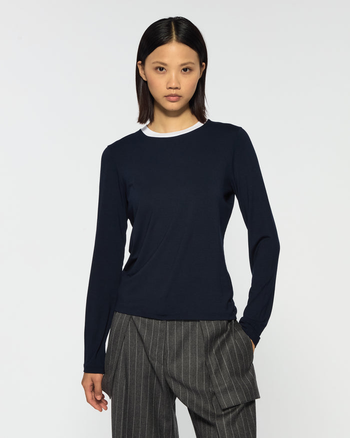 Jersey Long Sleeve T-Shirt - Navy Blue