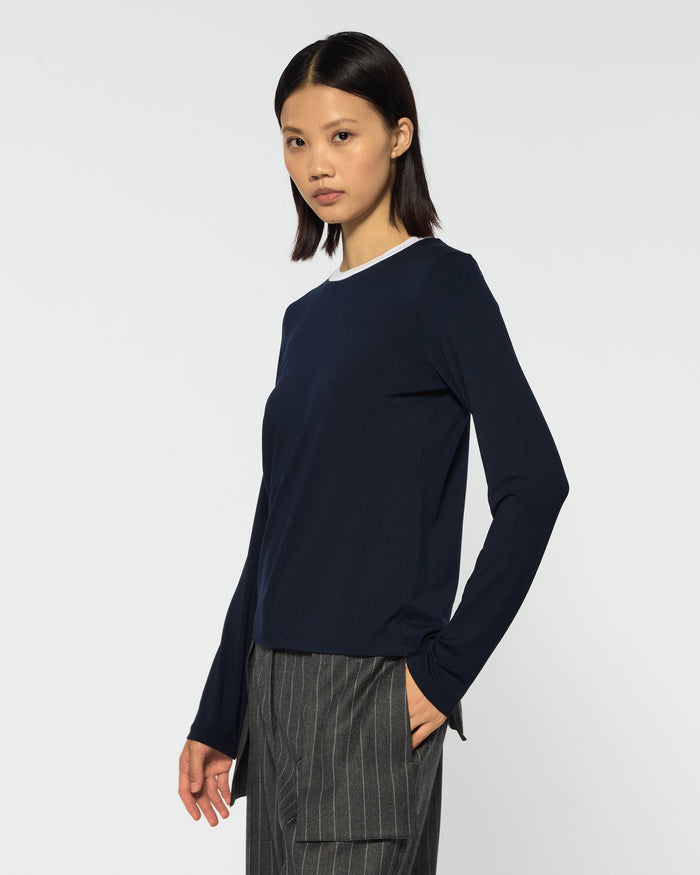 Jersey Long Sleeve T-Shirt - Navy Blue