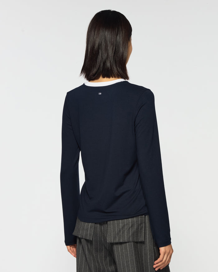 Jersey Long Sleeve T-Shirt - Navy Blue