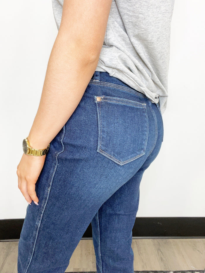 Judy Blue High Waist Cropped Straight Fit with Side Slit Jeans