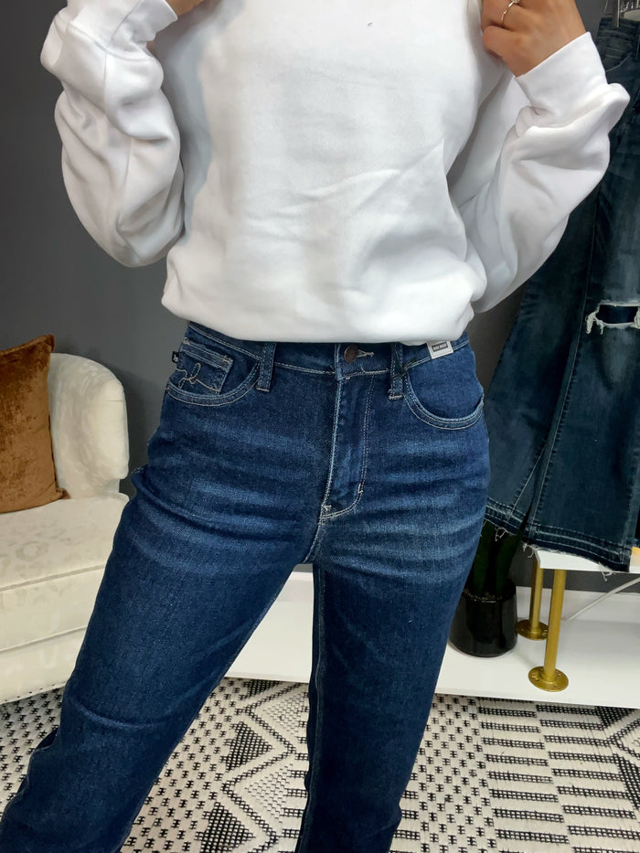 Judy Blue High Waist Cropped Straight Fit with Side Slit Jeans