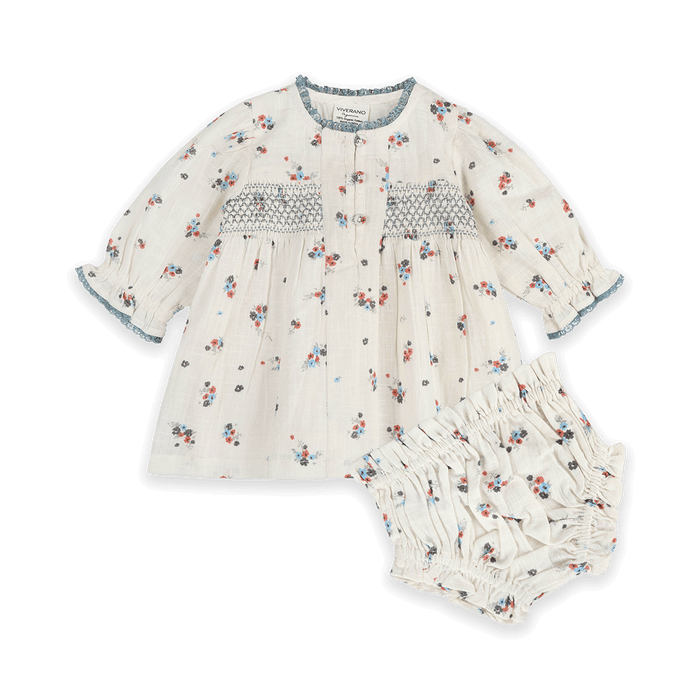 Juliet Smocked Floral Baby Dress & Bloomer Set (Organic Cotton) - Outfit