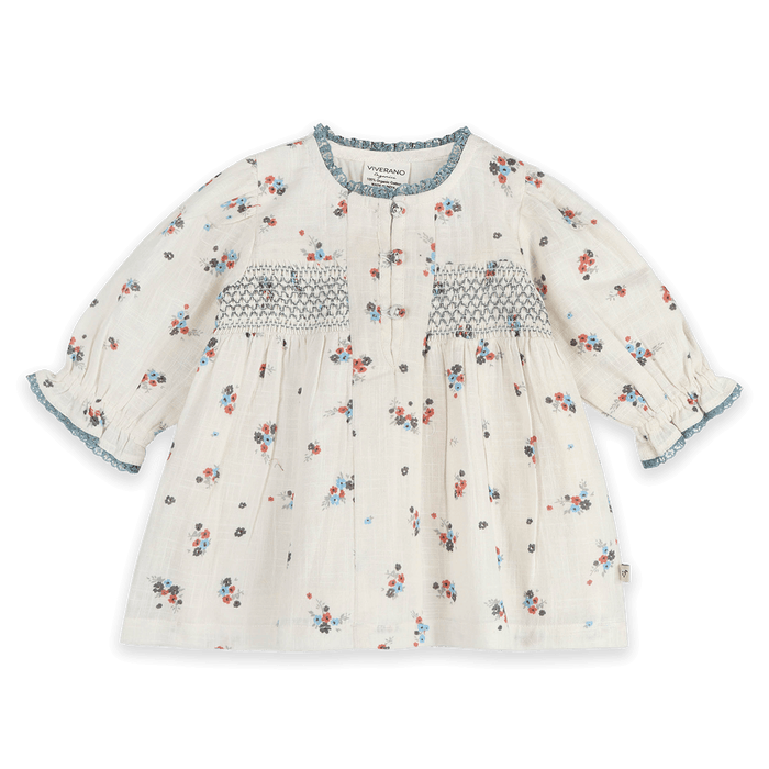 Juliet Smocked Floral Baby Dress & Bloomer Set (Organic Cotton) - Front