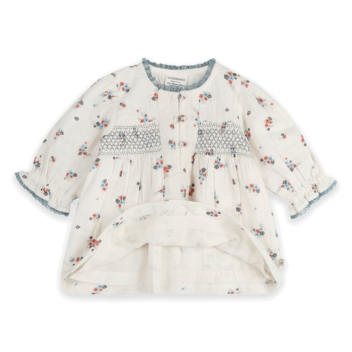 Juliet Smocked Floral Baby Dress & Bloomer Set (Organic Cotton) - Voile Lining