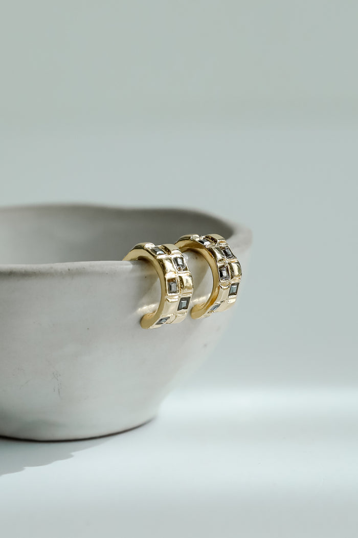 Kaylee Checkered Mini Hoop Earrings
