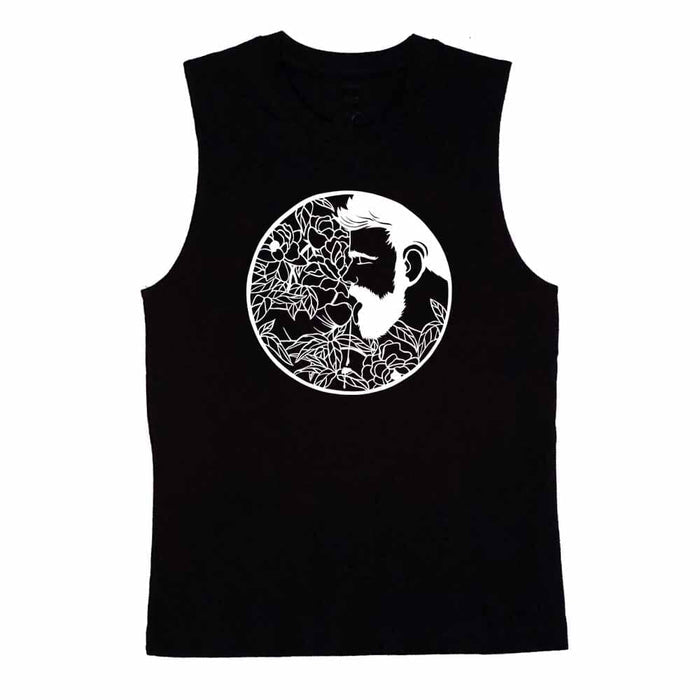 Kinky Needles Bearded Floral Nectar Black Sleeveless T-Shirt