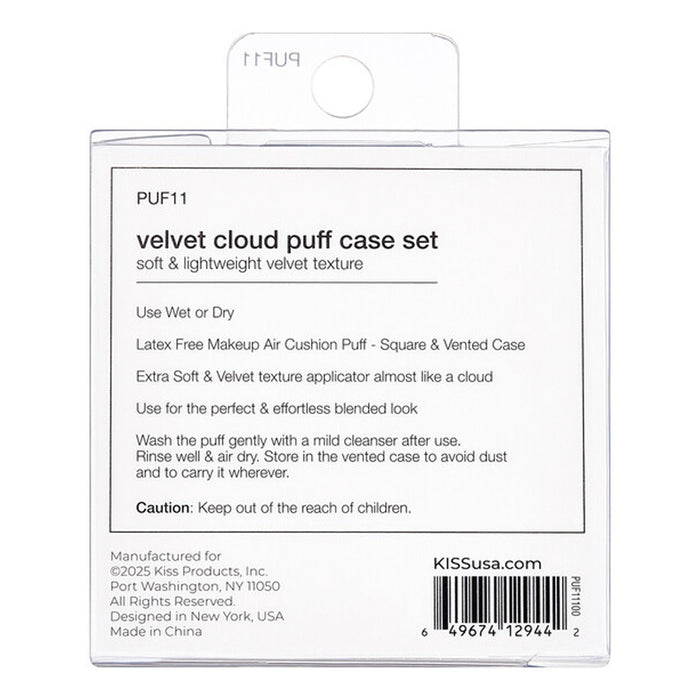 Kiss Soft & Lightweight Velvet Cloud Square Puff With Vent Case