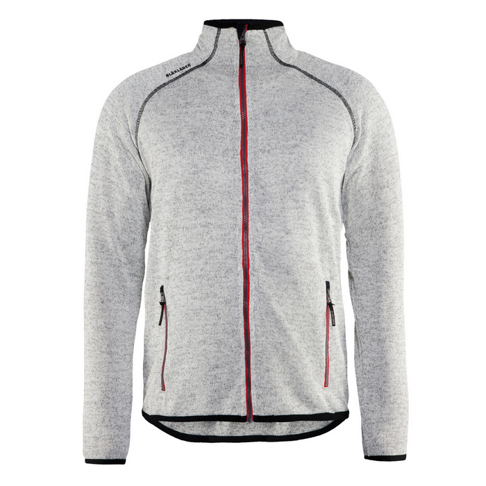 KNITTED JACKET - 9056-Grey Melange/Red | Blaklader 49652117