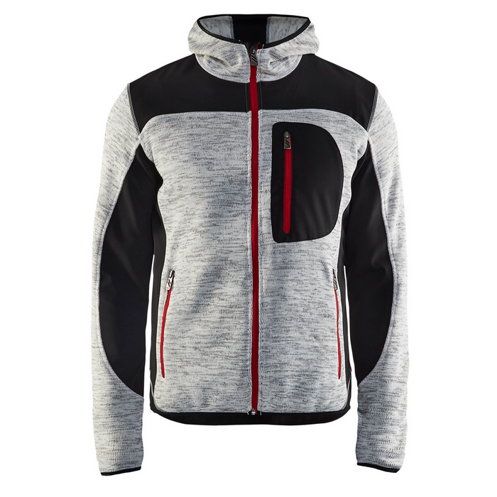KNITTED ZIP FRONT JACKET - 9099-Grey Melange/Black | Blaklader 49402117