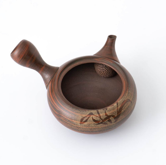 Kyusu Teapot Tokoname Yaki - Nerikomi Flower [Built-in ceramic mesh filter]