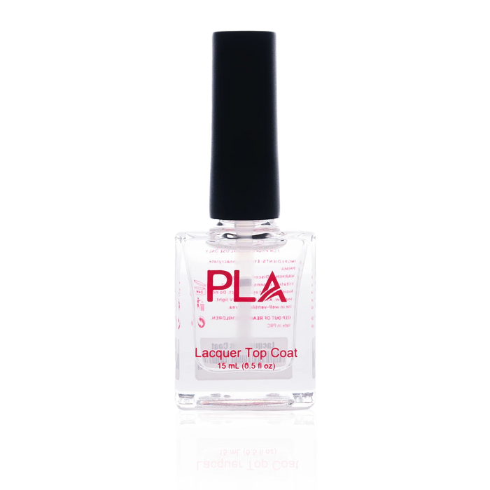 PLA Lacquer Top Coat Nail Polish (front view of bottle)