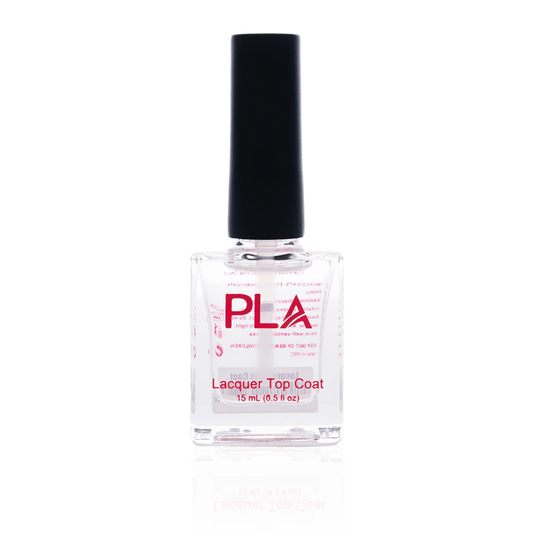 PLA Lacquer Top Coat Nail Polish (front view of bottle)