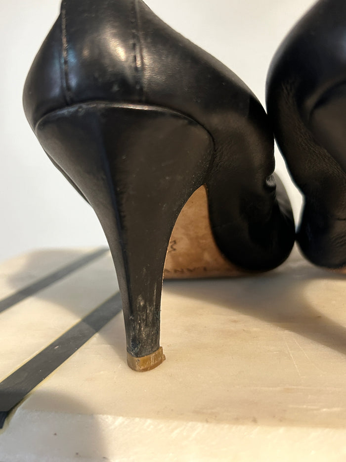 Lanvin leather pumps in size 8.5, stylish women's shoes with sleek design and smooth leather finish.