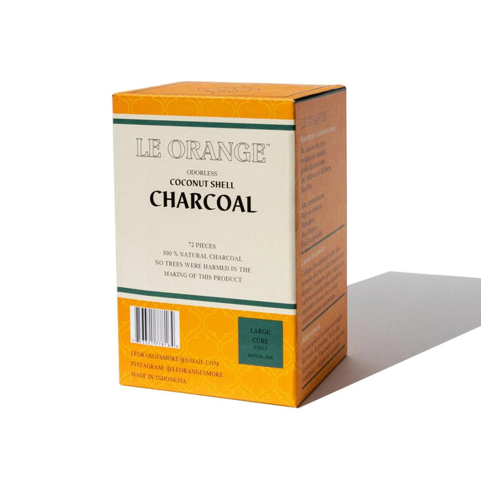 Le Orange Natural Coconut Hookah Coals - Large Cubes - 72 Pieces Hookah Flavors -