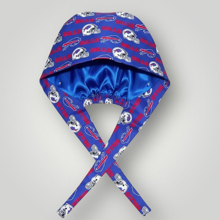 Limited Edition NFL Buffalo Bills Satin - Lined Scrub Cap - Nursecaresuites - Online Healthcare BoutiqueScrub CapAdjustable Scrub CapAdjustable Tie Backaesthetic healthcare worker