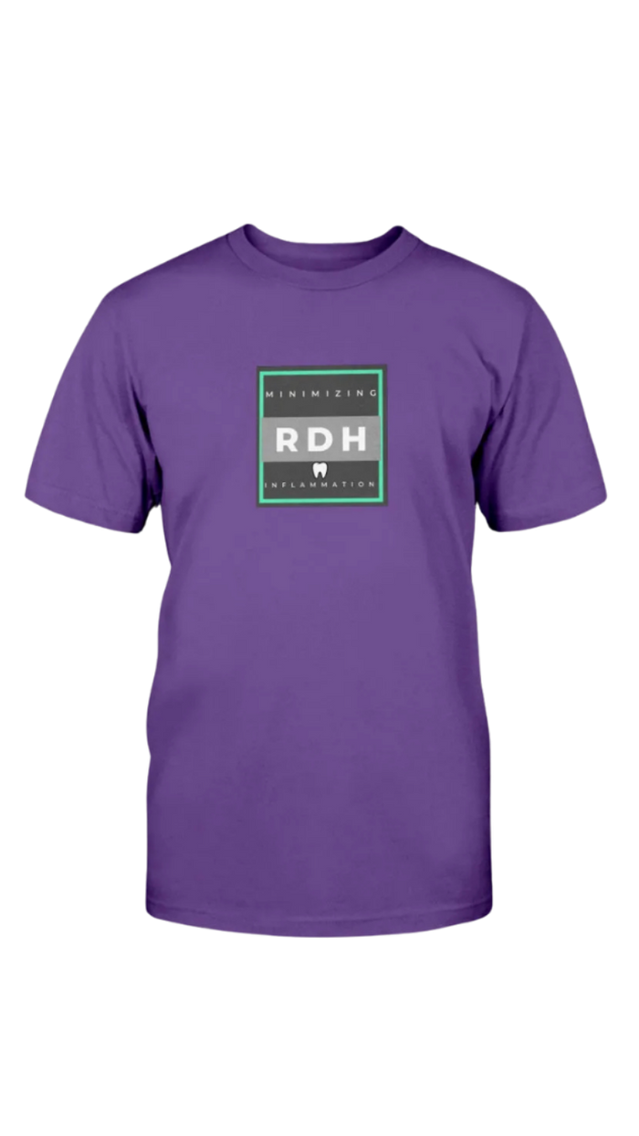 Purple t-shirt with a logo and text