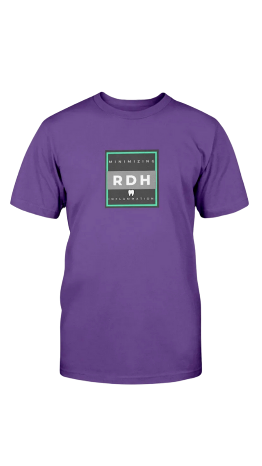 Purple t-shirt with a logo and text