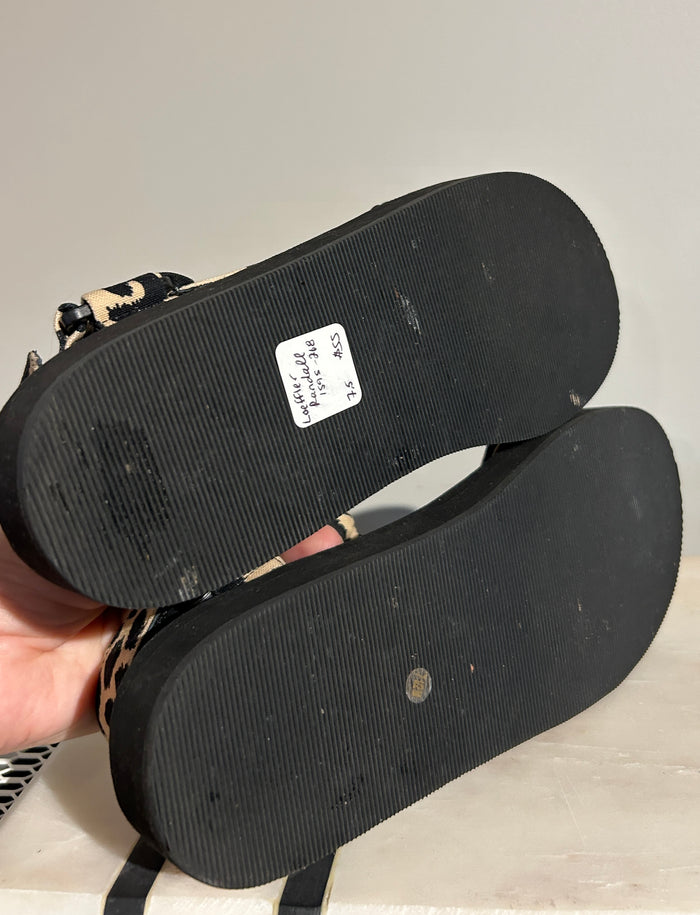 Loeffler Randall animal print sandals in size 7.5 with stylish design and open toe, perfect for summer wear.