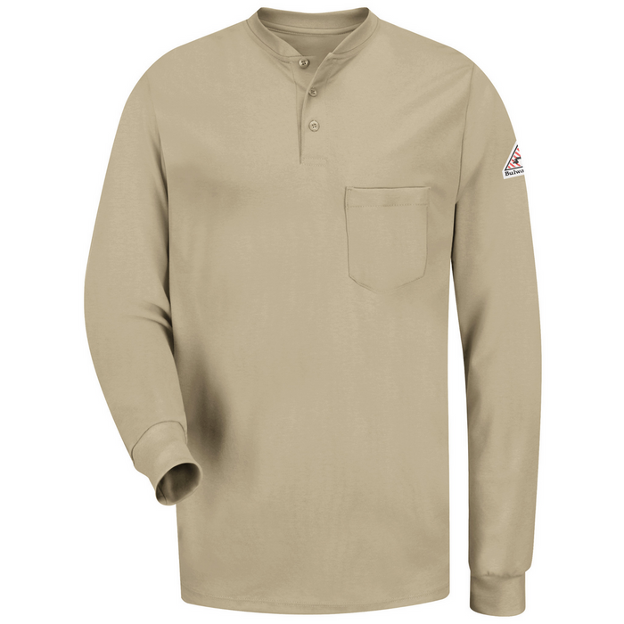 LONG SLEEVE FR LIGHTWEIGHT HENLEY - KH-Khaki | Bulwark SEL2
