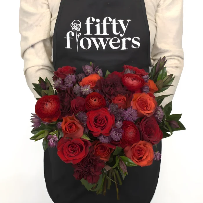 Love Letters In Red Flower Centerpiece Apron - Image