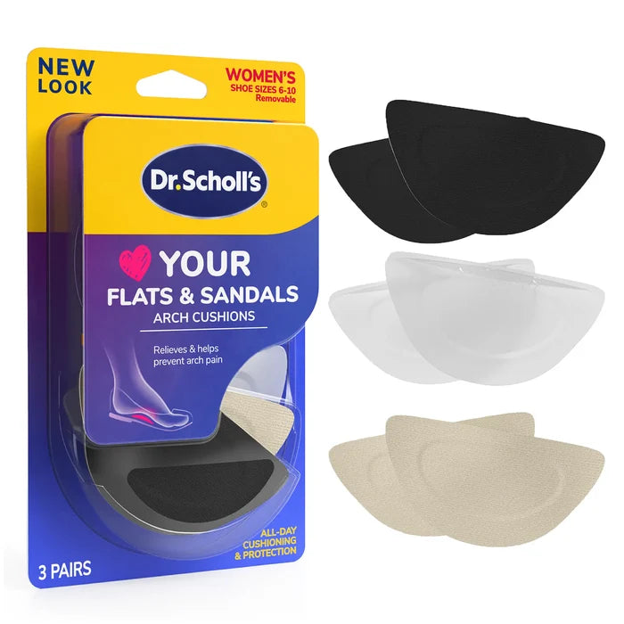 Dr.Scholls Your Flats & Sandals arch cushion inserts, 3 pairs with black, white, beige