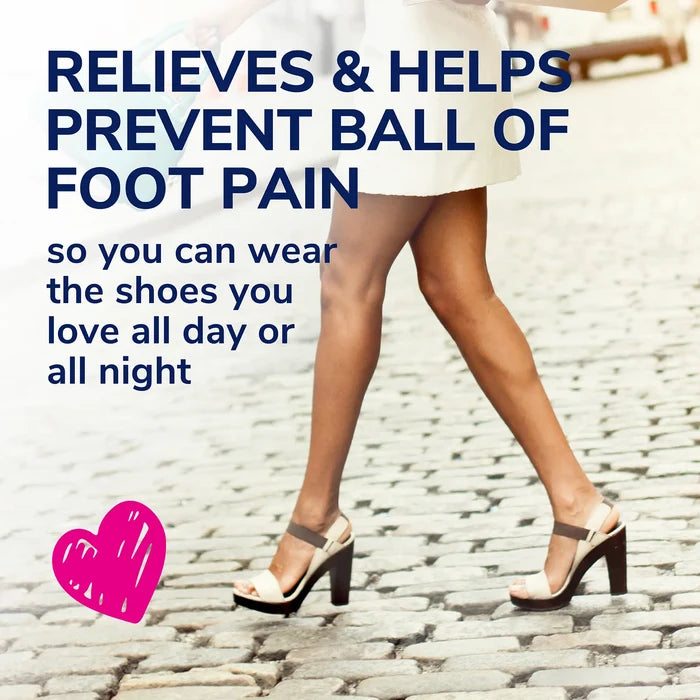 Woman in high-heel sandals promoting ball-of-foot cushioning for all-day comfort