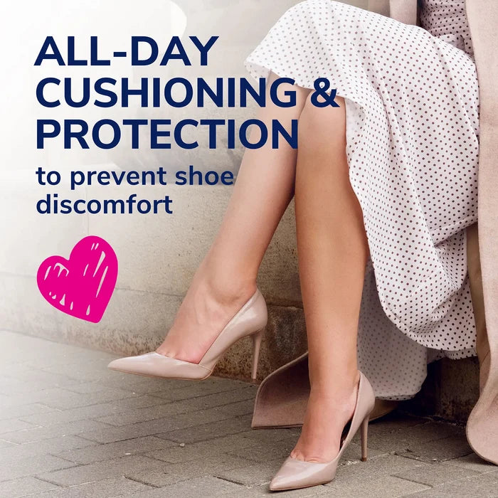 Woman in nude pumps with cushioning and protection for the ball of foot