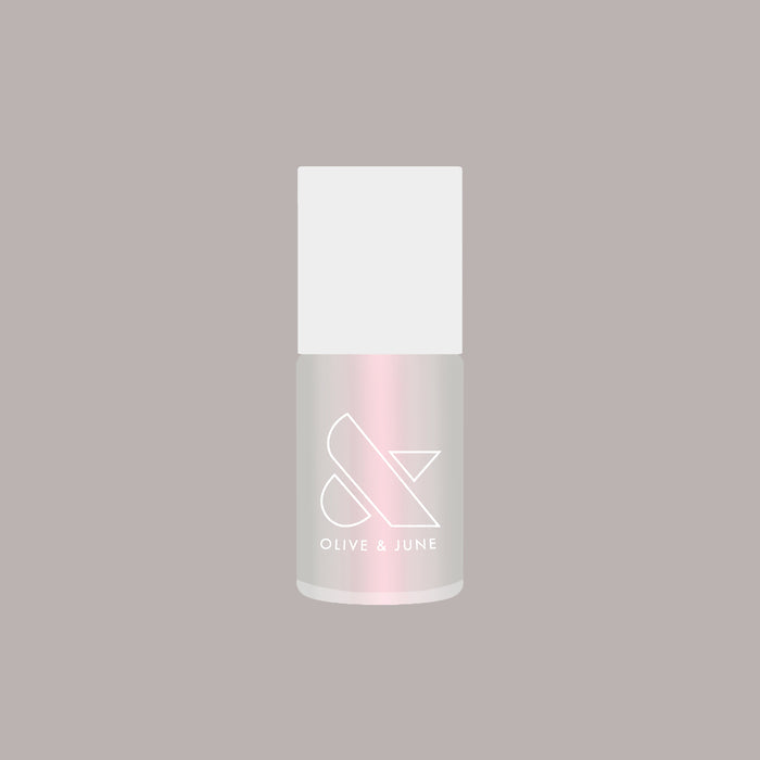 Olive and June Lucky Oyster bottle showing milky grey iridescent long-lasting gel polish for manicure and pedicure