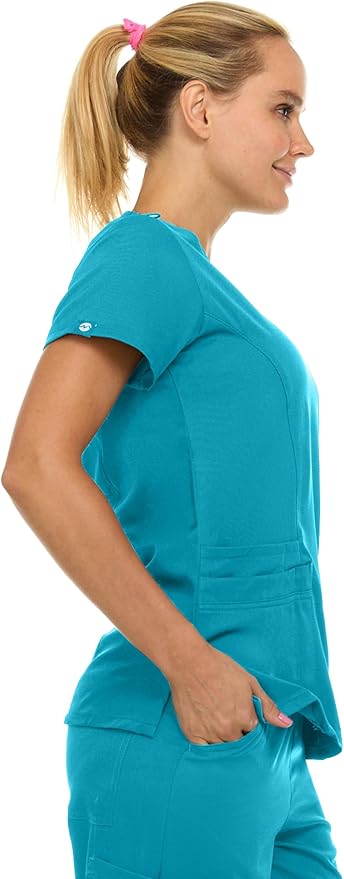 Medichic Eleanor V-Neck Top with Joelle Elastic Drawstring Cargo Pants Scrub Set - Teal