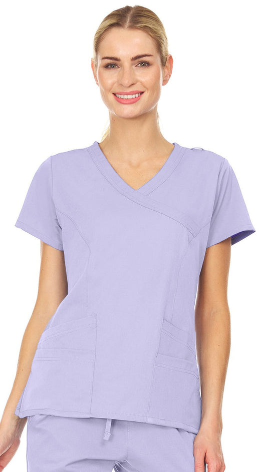 Medichic Violet Mock Wrap Scrub Top