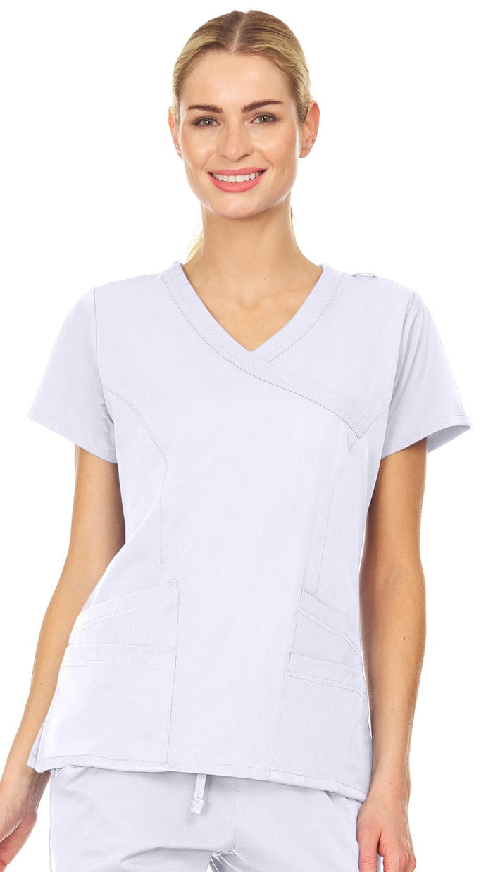 Medichic Violet Mock Wrap Scrub Top