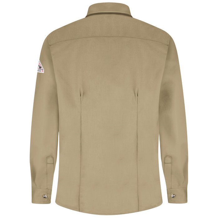 MIDWEIGHT FR LONG SLEEVE UNIFORM DRESS SHIRT - KH-Khaki | Bulwark SLU3