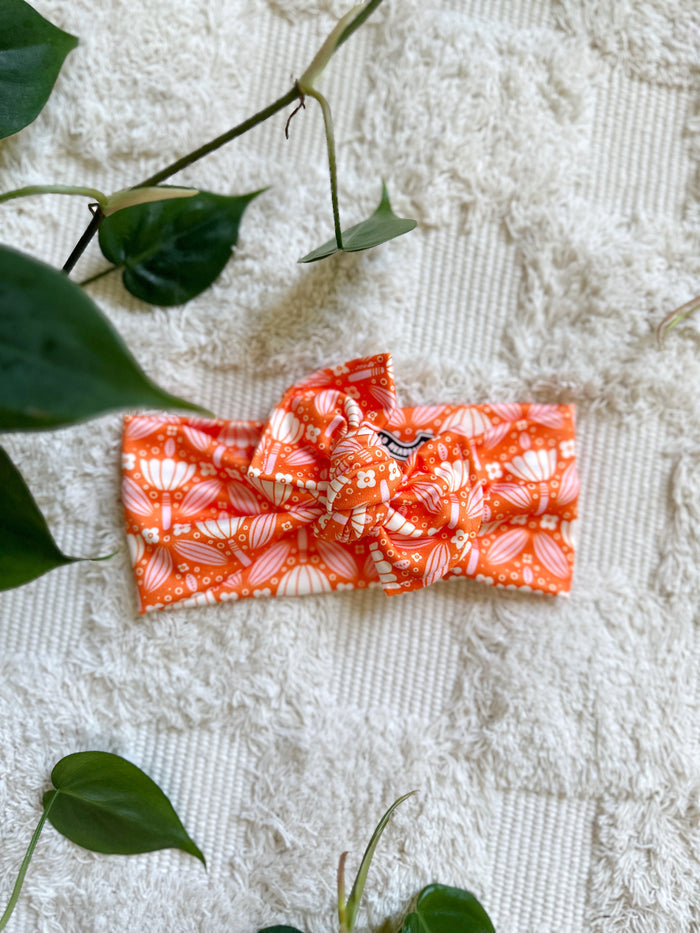 Mini Tieband - Orange Boho Floral