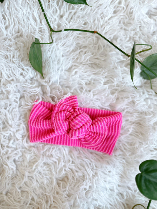 Mini Tieband - Wavy Ribbed Hot Pink