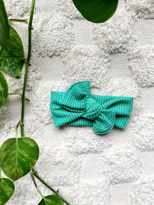 Mini Tieband - Wavy Ribbed Jade Green
