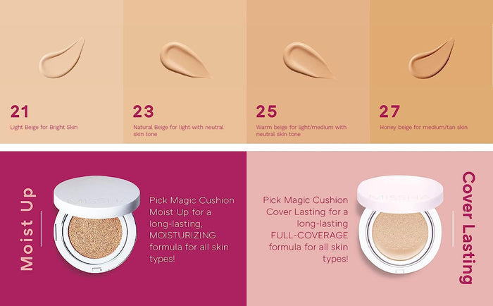 MISSHA Magic Cushion Cover Lasting Foundation SPF50+/PA+++, 23 Natural Beige 15 g